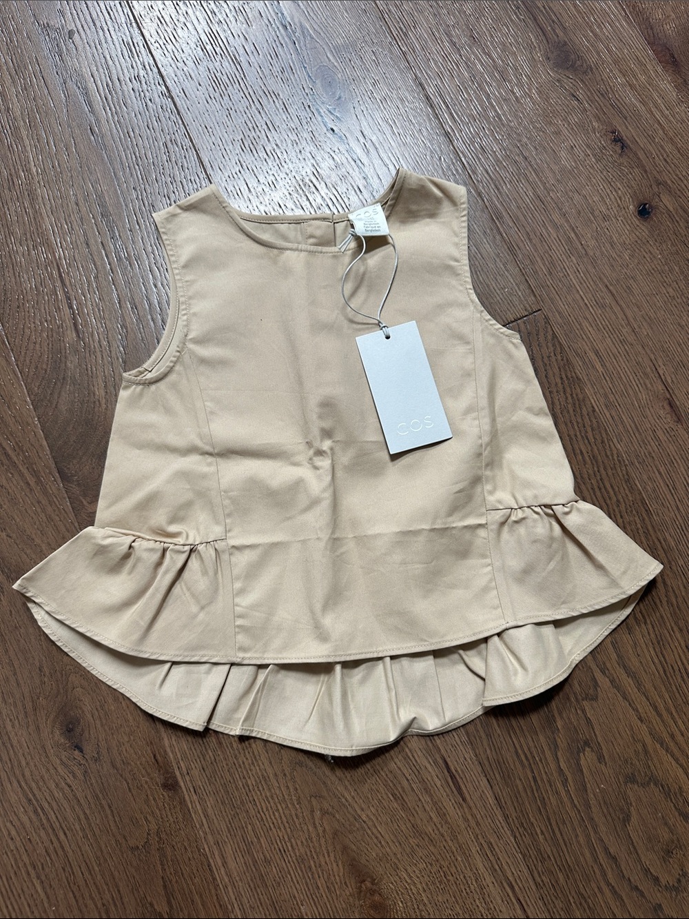 COS Girls' Sleeveless Ruffle Hem Tank Top in Beige